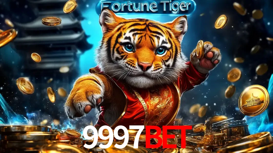 Imagem promocional do jogo de slot Fortune Tiger, com um tigre majestoso em traje tradicional cercado por uma fortuna em moedas de ouro, disponível agora no cassino 9997BET.