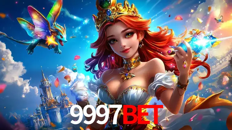 A princesa de um reino de fantasia mágico, com seu pequeno dragão, apresentando um mundo de prêmios encantados nos jogos de caça-níqueis do cassino 9997BET.